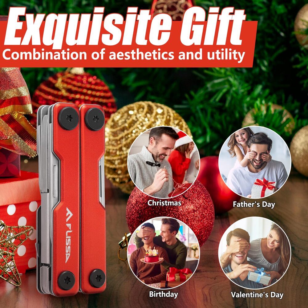 FLISSA Multitool Scissor 11-in-1 Multi Tool Stainless Steel Knife Bottle Opener