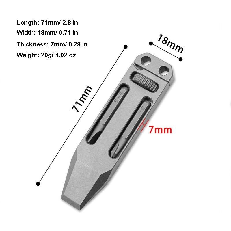 Mini Titanium Multi Tools Adjustable Wrench Pocket EDC Pry Bar Crowbar with Bits