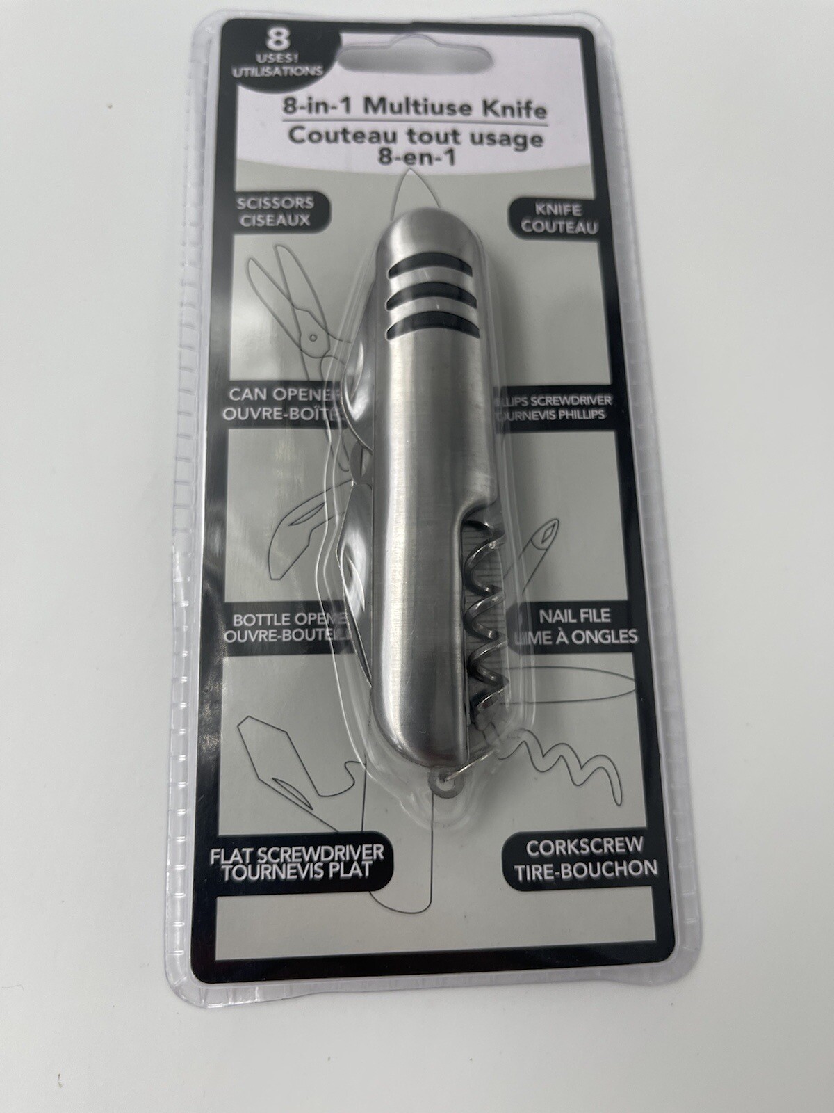8-In-1 Multi Use Knife Tool Boy Scouts Pocket Hiking Camping Sports Fishing