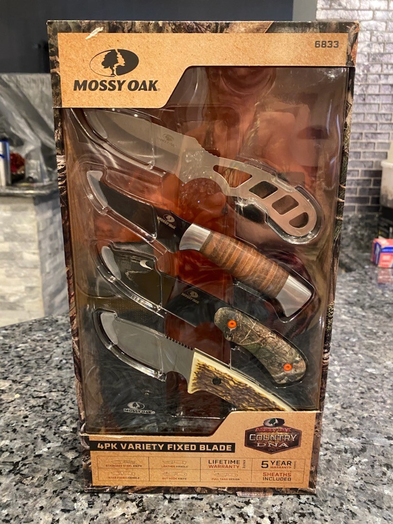 Mossy Oak 7″ Single-Edge Tactical Knives 4pk Variety Fixed Blade Knife Gift Set