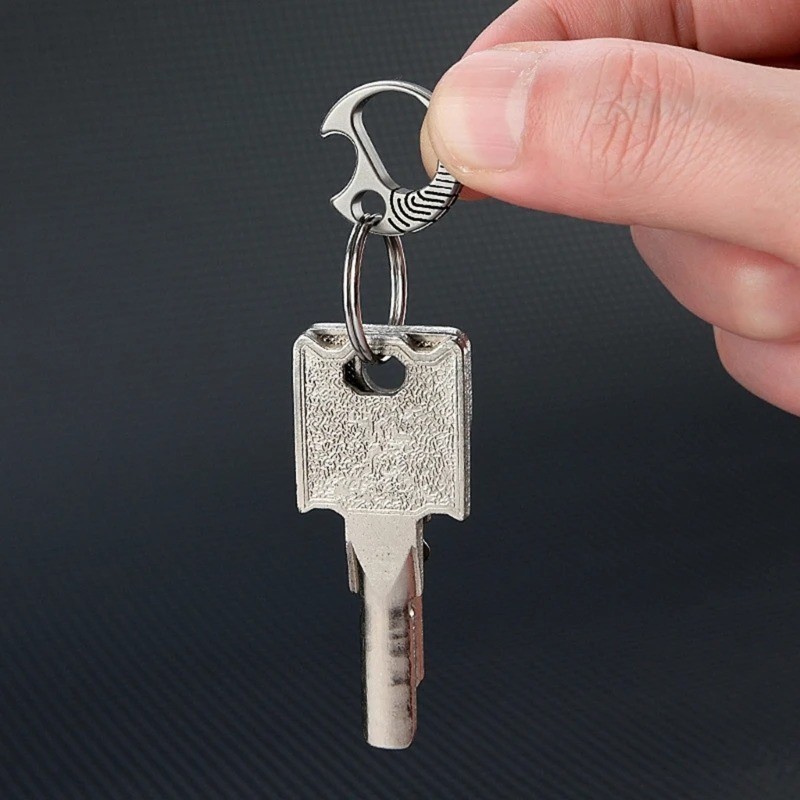 Titanium Carabiner Keychain Quick Release Key Ring Clip Bottle Opener EDC