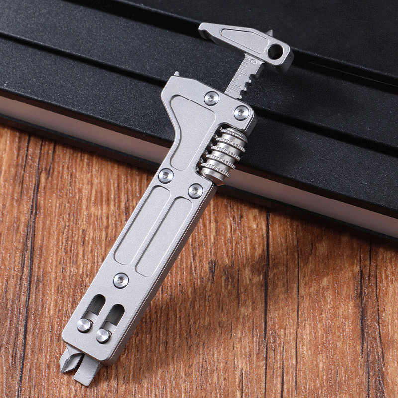For EDC Titanium Alloy Multi Tool Adjustable Wrench Pocket With Bit Holder HOT