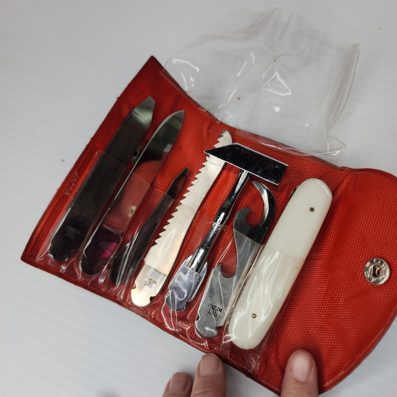 Vtg Multi Purpose Tool Kit Pocket Size Knife Interchangeable 7pc Stainless Japan