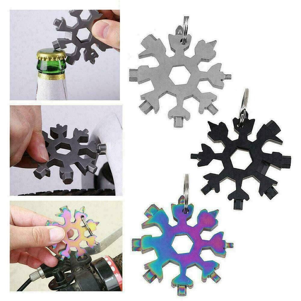 3pics 18 in 1 Portable Snowflake Multi Tool Stainless Tool (Black Silver +color)