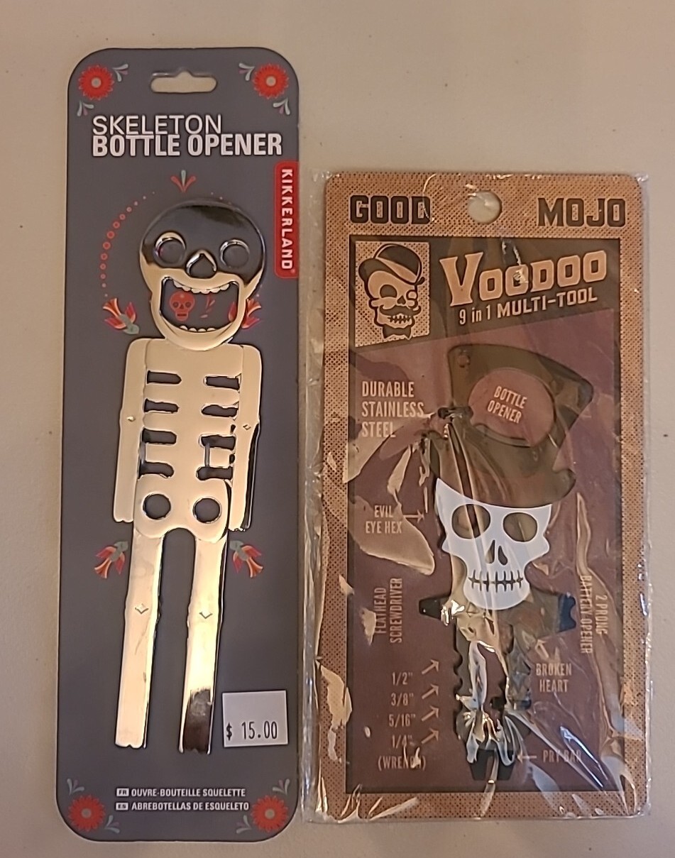 Voodoo Multi Tool Black White Skeleton Trixie Milo 5″ Bottle Opener (B3-E12)