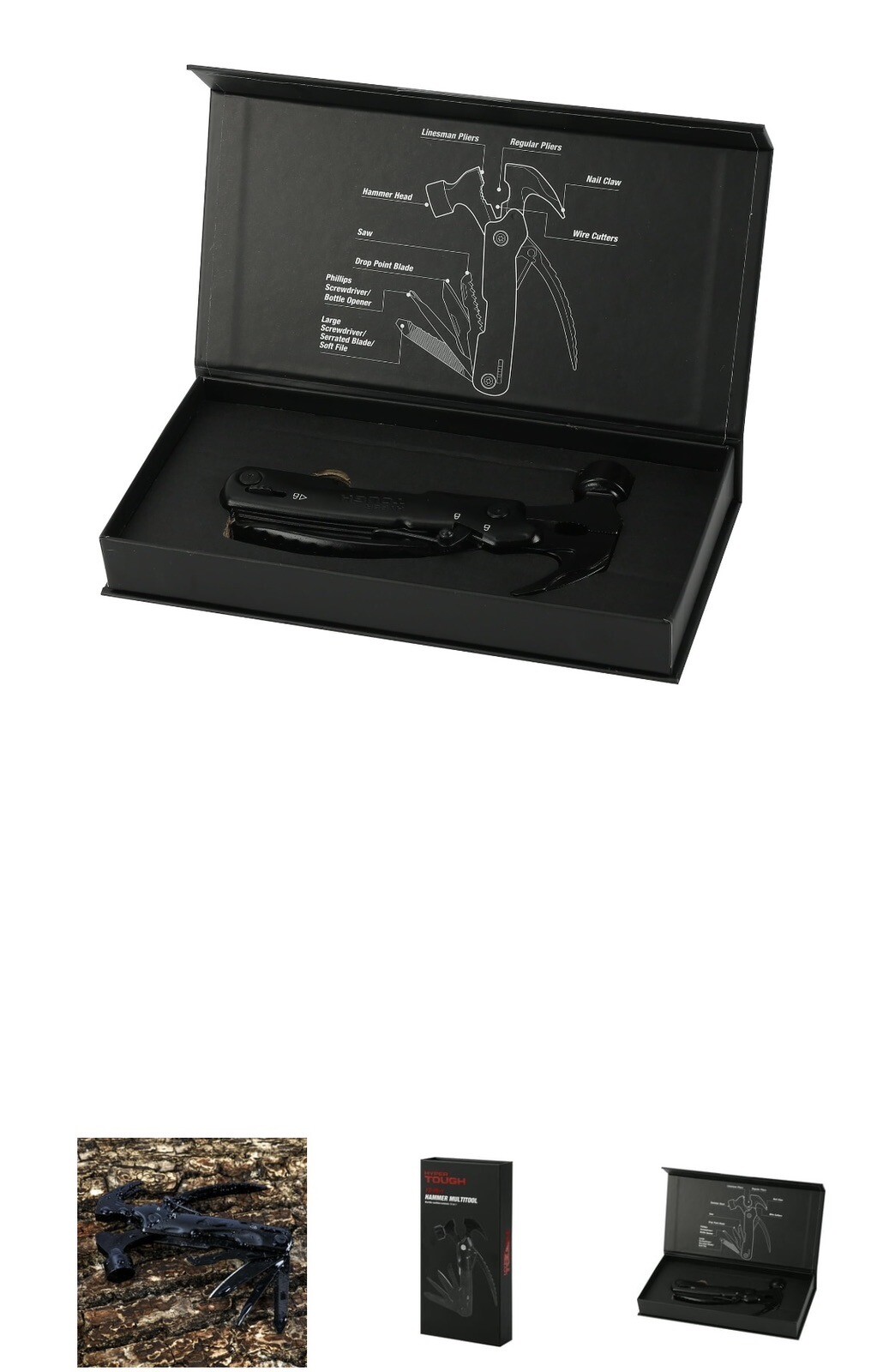 Hyper Tough 12-in-1 Hammer Multitool, Black, Holiday Gift, Model 42865