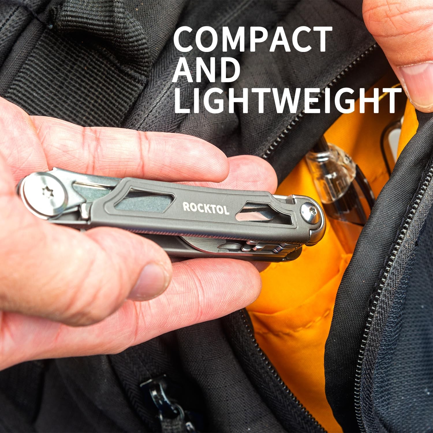 ROCKTOL Multitool Pocket Knife,12-in-1 Knife,Titanium-Plated Silver