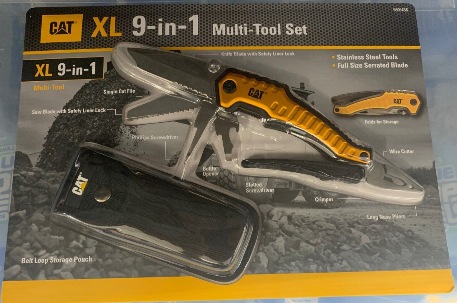 CAT XL 9-in-1 Multi-Tool Set, Stainless Steel Tools with Belt Loop Storage Pouch