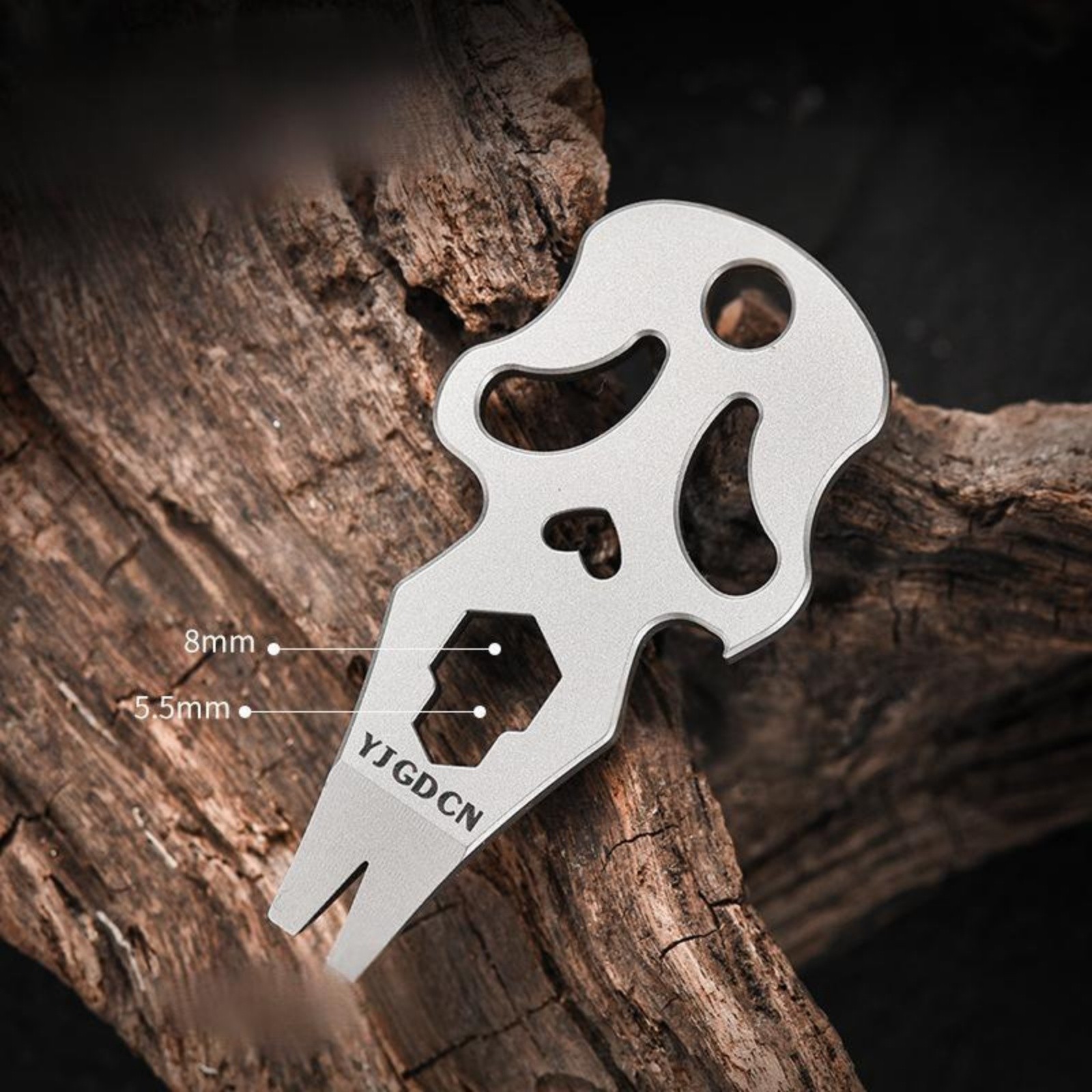 Titanium Alloy Skull EDC Pry Bar Multi Tool Keychain Bottle Opener Hex Wrench