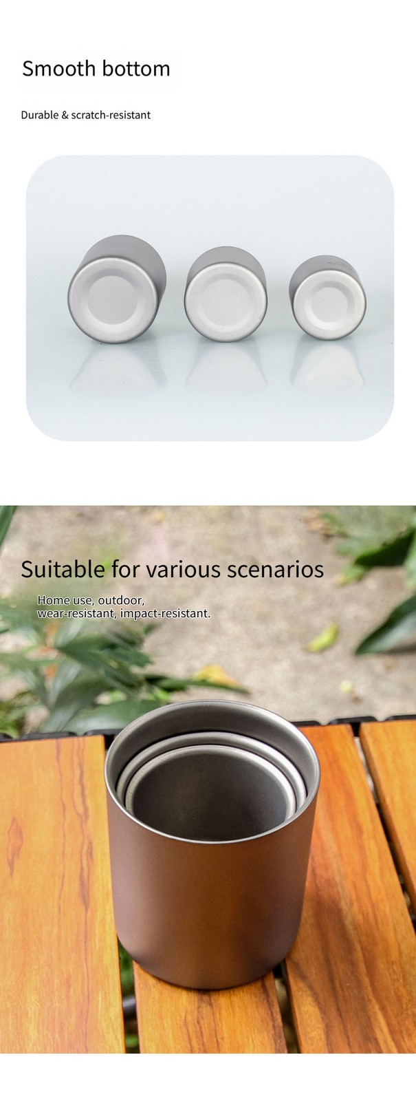 Outdoor camping portable pure titanium double-layer water cup set