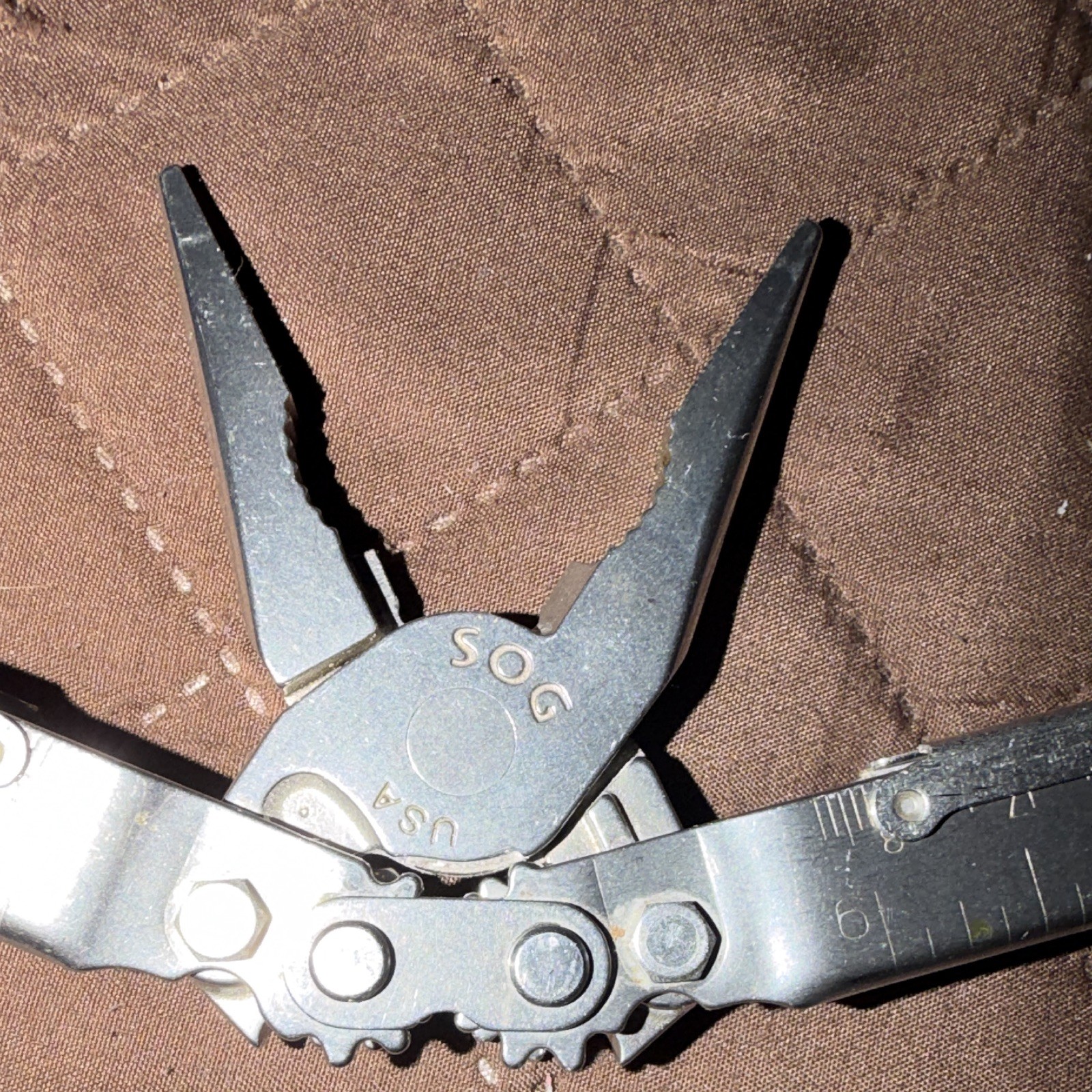 Vintage SOG PowerLock S60 18-Tool Stainless MultiTool w/ Leather Sheath 3″ Blade