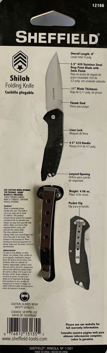 Sheffield 12166 Cruiser Shiloh 3.5″ Drop Point Assisted Opening Knife Lifetime