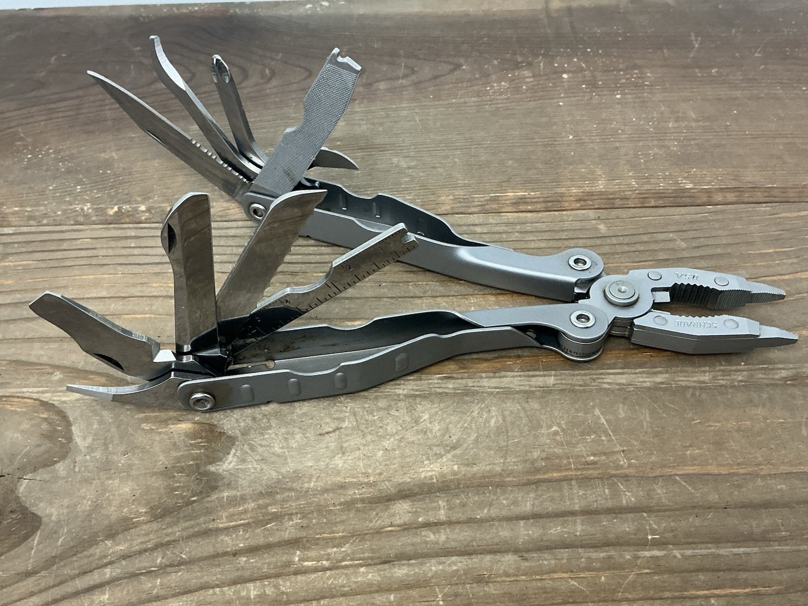 Schrade USA Tough Tool ST1 Multi-Tool Pliers Knife w Leather Sheath Nice!