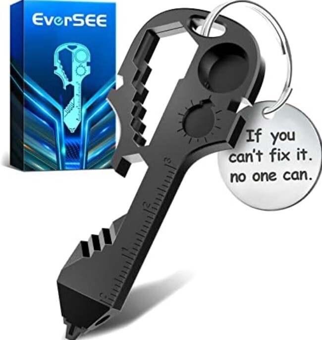 Eversee Key Shaped Pocket Tool for Keychain, 18 in-1 Multitool TSA Friendly NEW