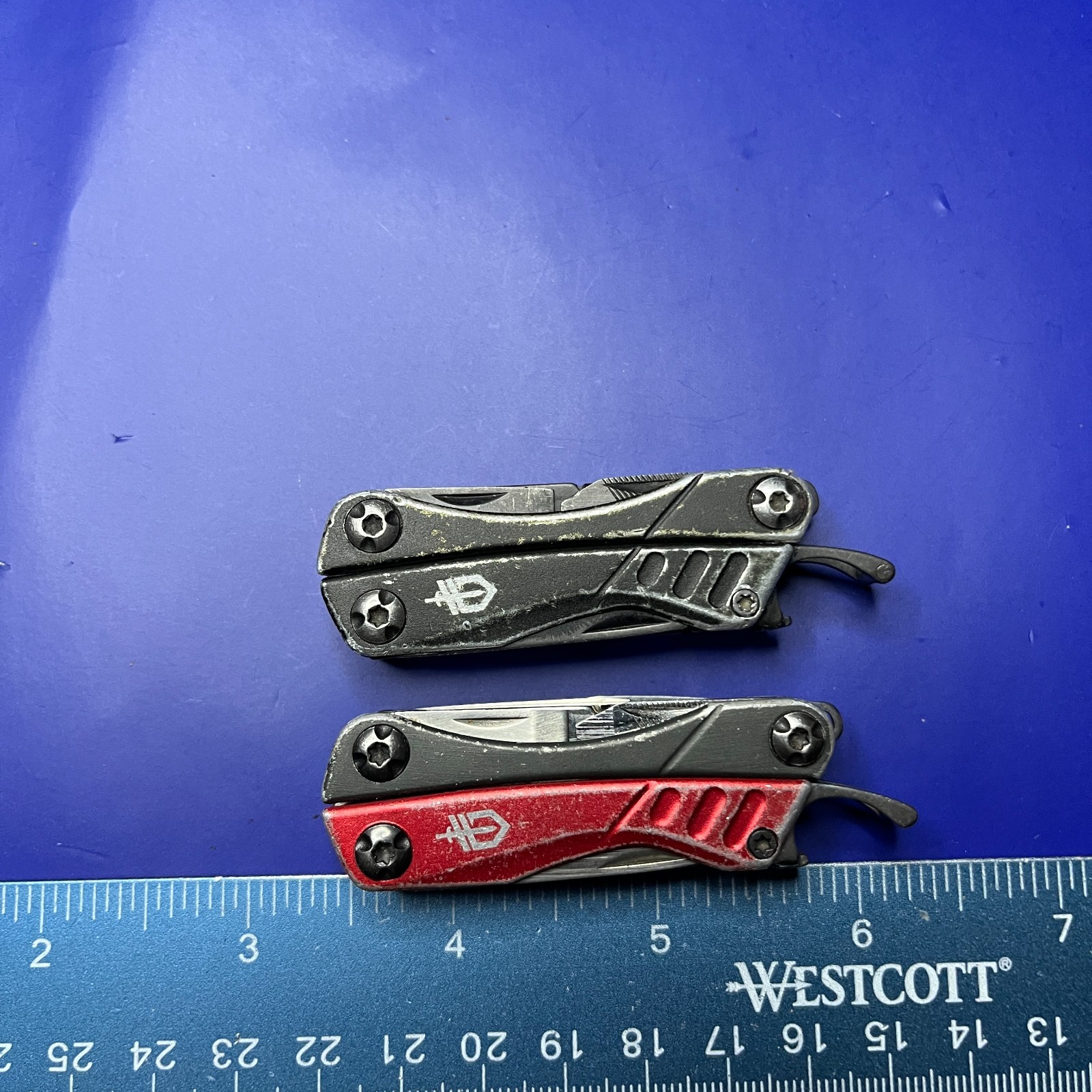 Lot of 2 Gerber Dime Multi-Tools Small Keychain Pliers Knife File Scissors