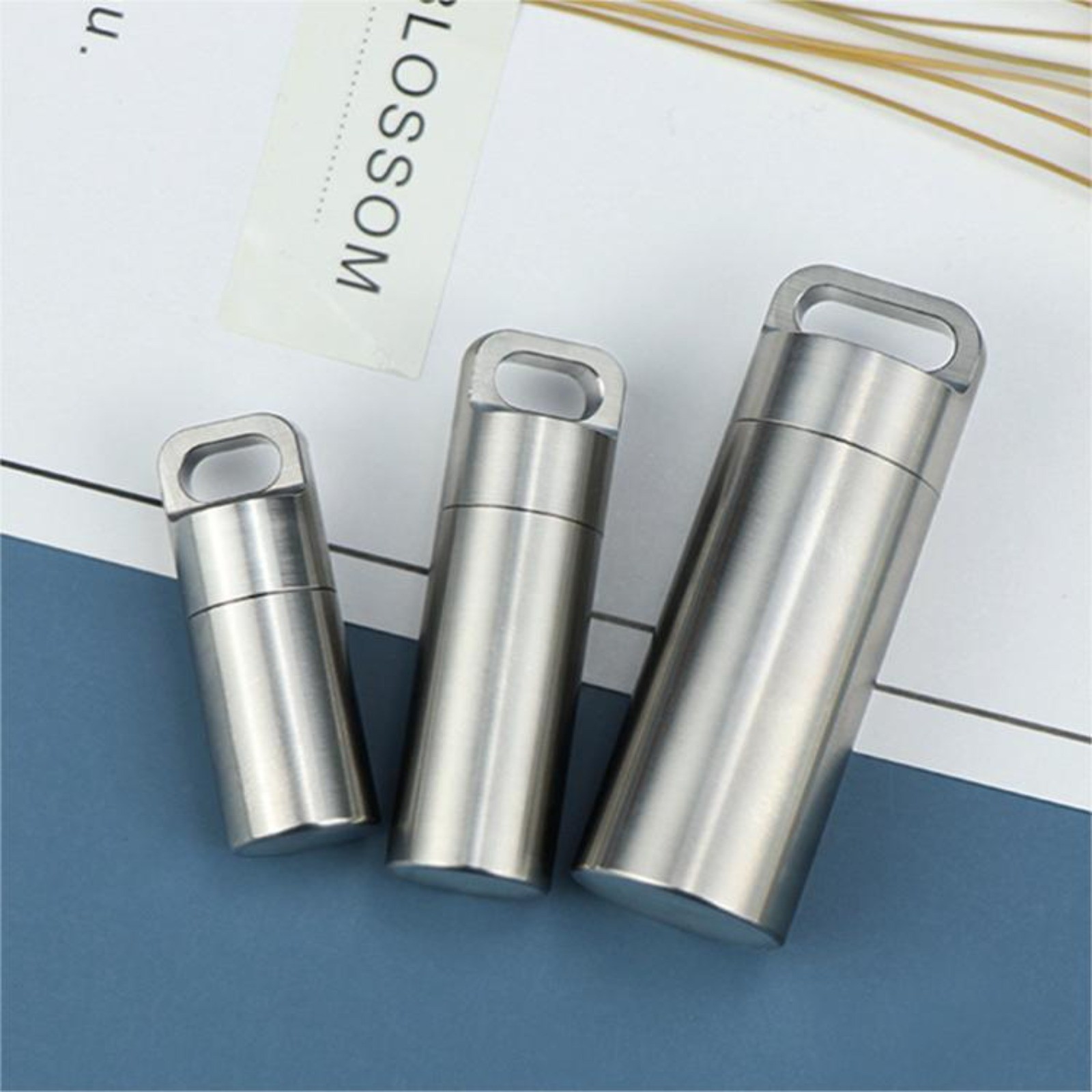 Waterproof Titanium Pill Holder Case Keychain Small Pill Box Container Organizer