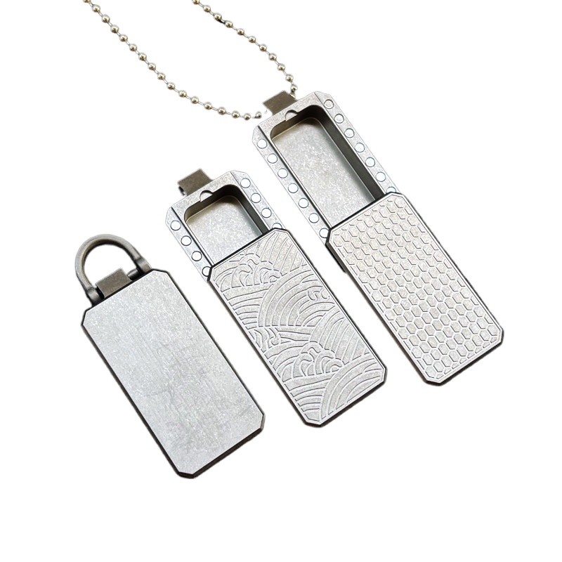 Titanium Alloy EDC Dog Tag Necklace Storage Box Mechanical Slider Fidget Toy