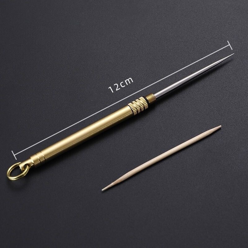 3 Pieces Portable Titanium Toothpicks Pocket Toothpick Metal Holder for Outdoor