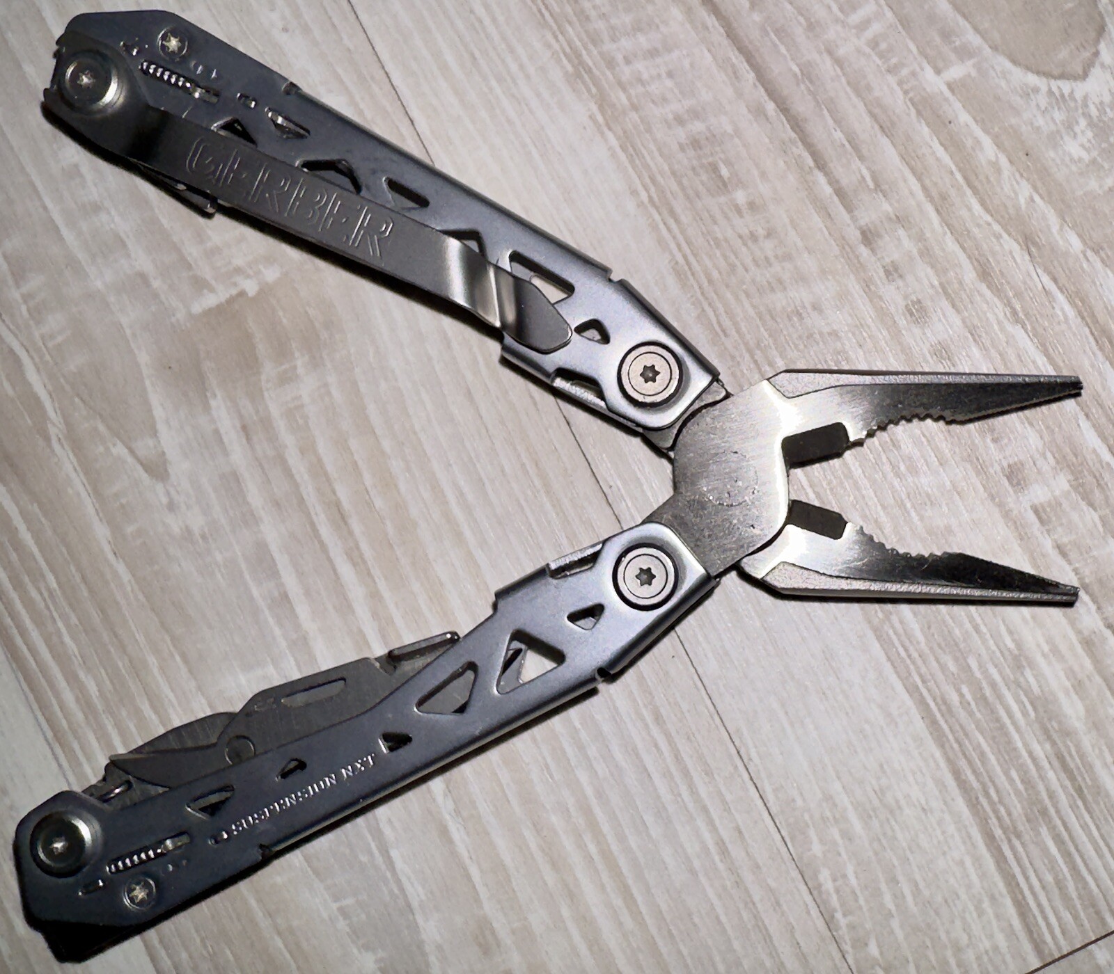 Used Grey Gerber Suspension NXT Multi-Tool Plier Scissor knife Ruler Screwdriver