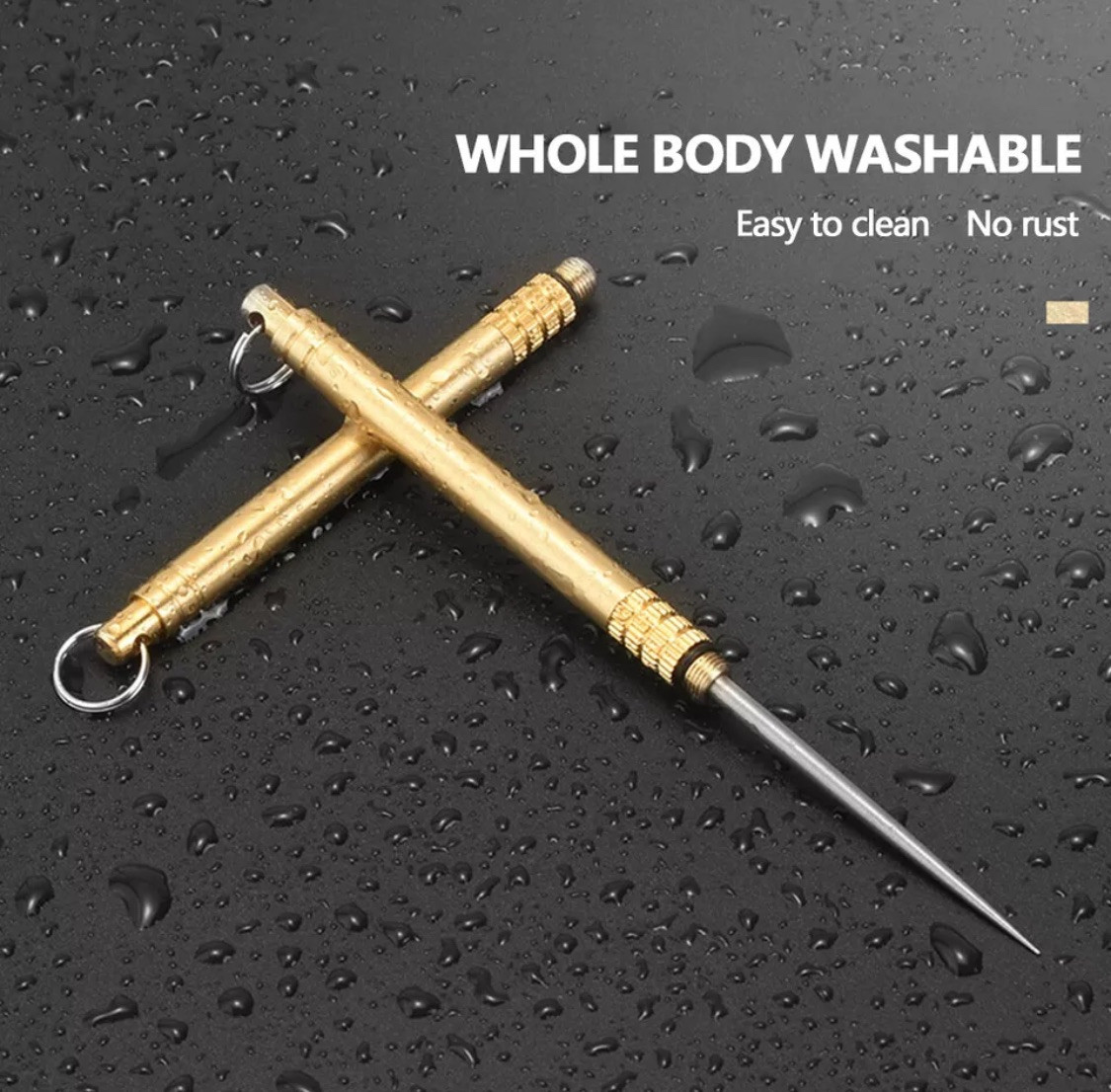 5PC Outdoor Camping Titanium Toothpick Holder Fruit Fork Keychain Floss Travel