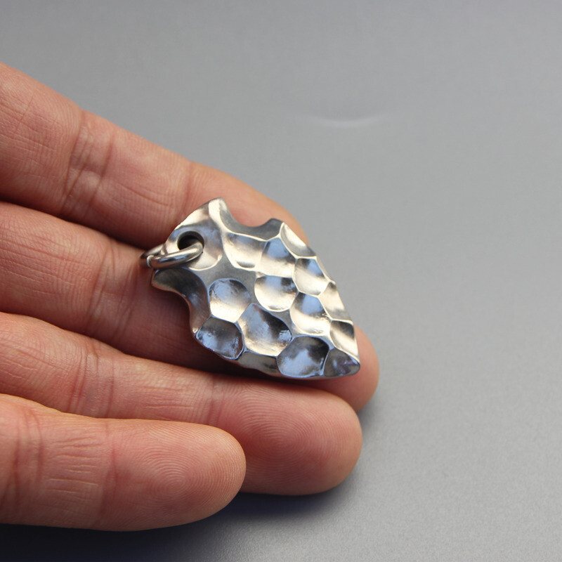 Solid Handmade Titanium Alloy Double-sided Engraving Crater Necklace Pendant EDC