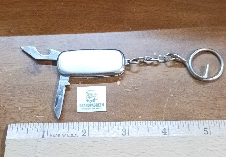 Vintage Mini Pocket Knife Keychain Bottle Opener Screwdriver Multi Tool