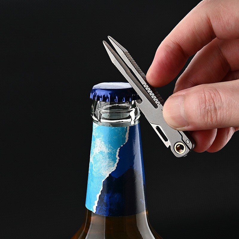 EDC Titanium Alloy Multi Tools Tweezers Opener Pocket Outdoor Folding Knife