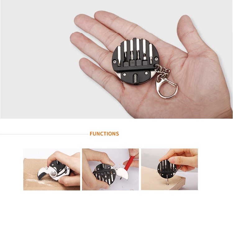 Outdoor EDC Mini Coin Keychain Folding Knife Screw Driver Camping Multi-tools