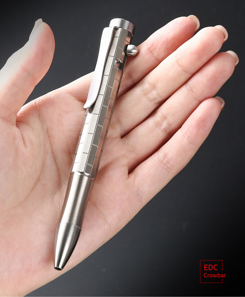 Titan Alloy Pen 4.92″ Ballpoint Pen with Pocket Clip Refillable Compact Size