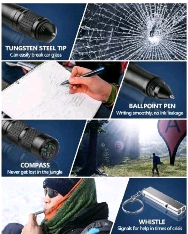 Stocking Stuffers Gifts for Men, 12-IN-1 Tactical Pen Multitool Pen Survival