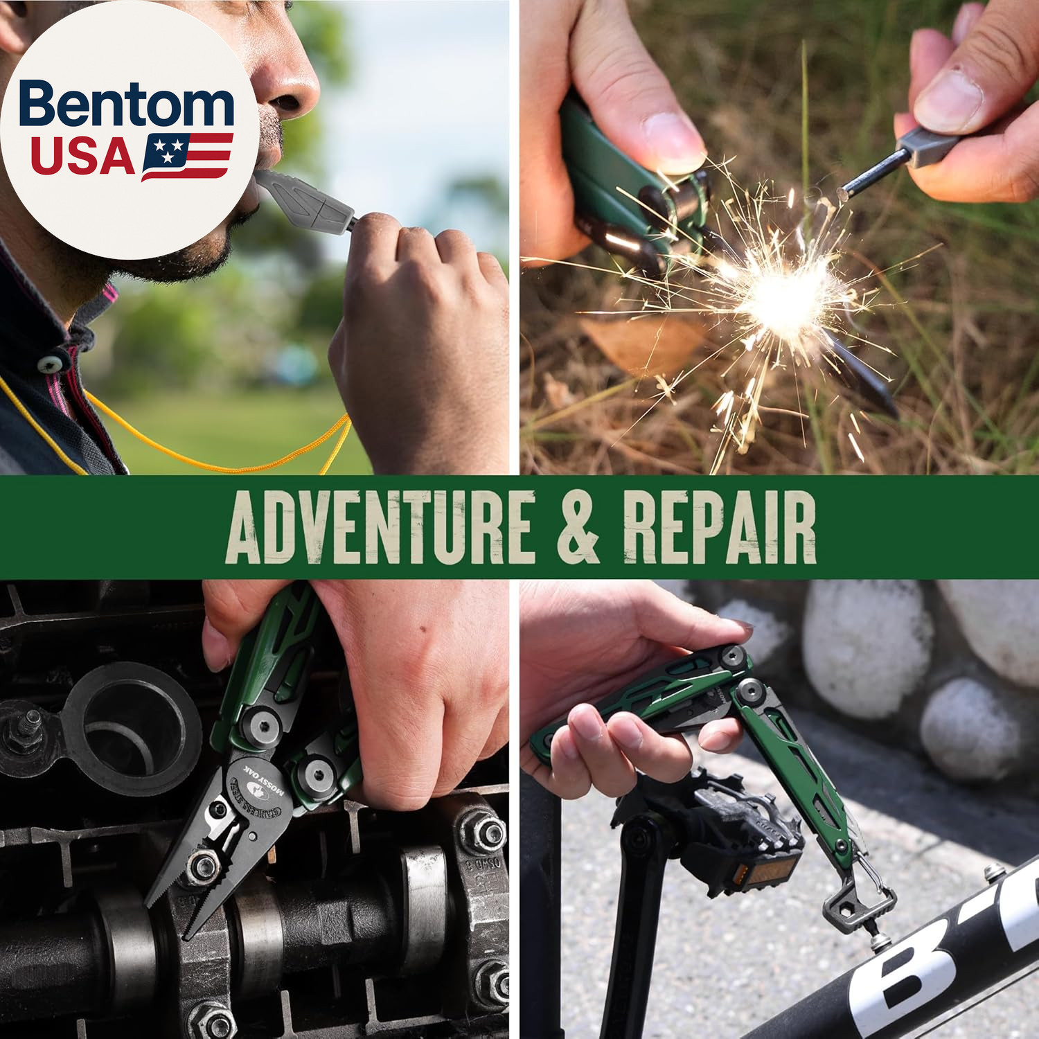 Cnc-Machined Multitool Pliers, 27-In-1 Multi Tool with Pocket Knife, Fire Starte