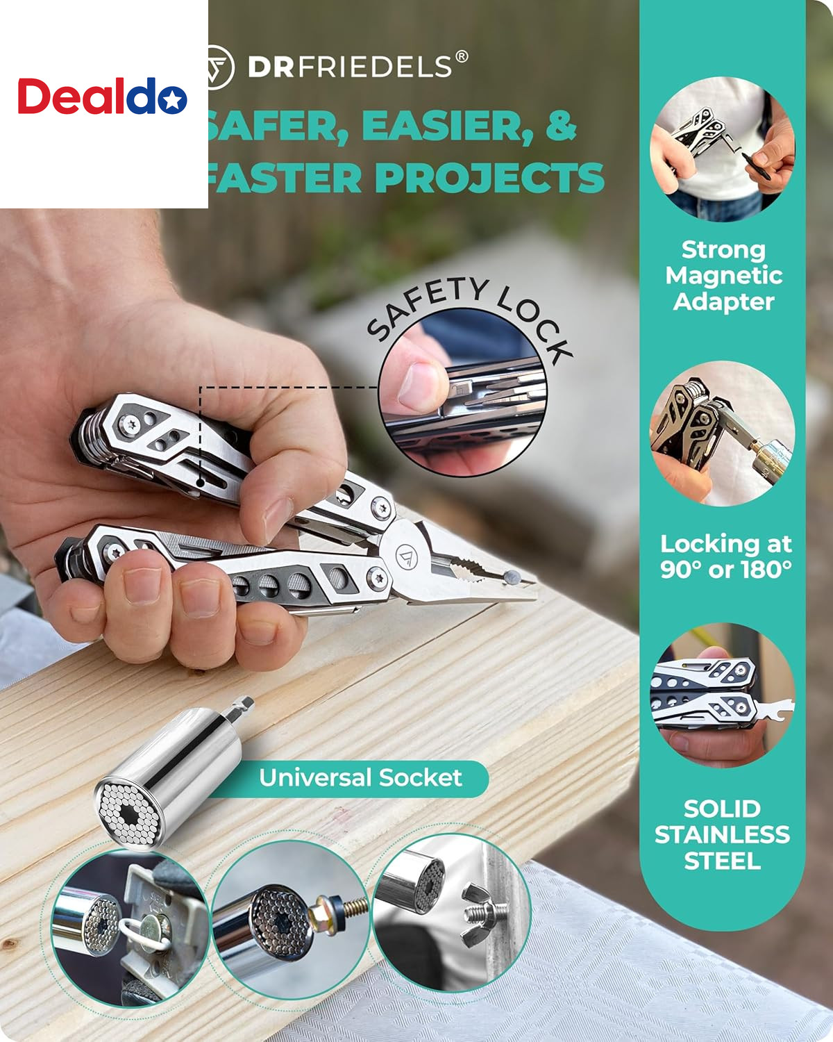 Multi Tool with Universal Socket – 22 in 1 Stainless Steel Multipurpose Tool wit