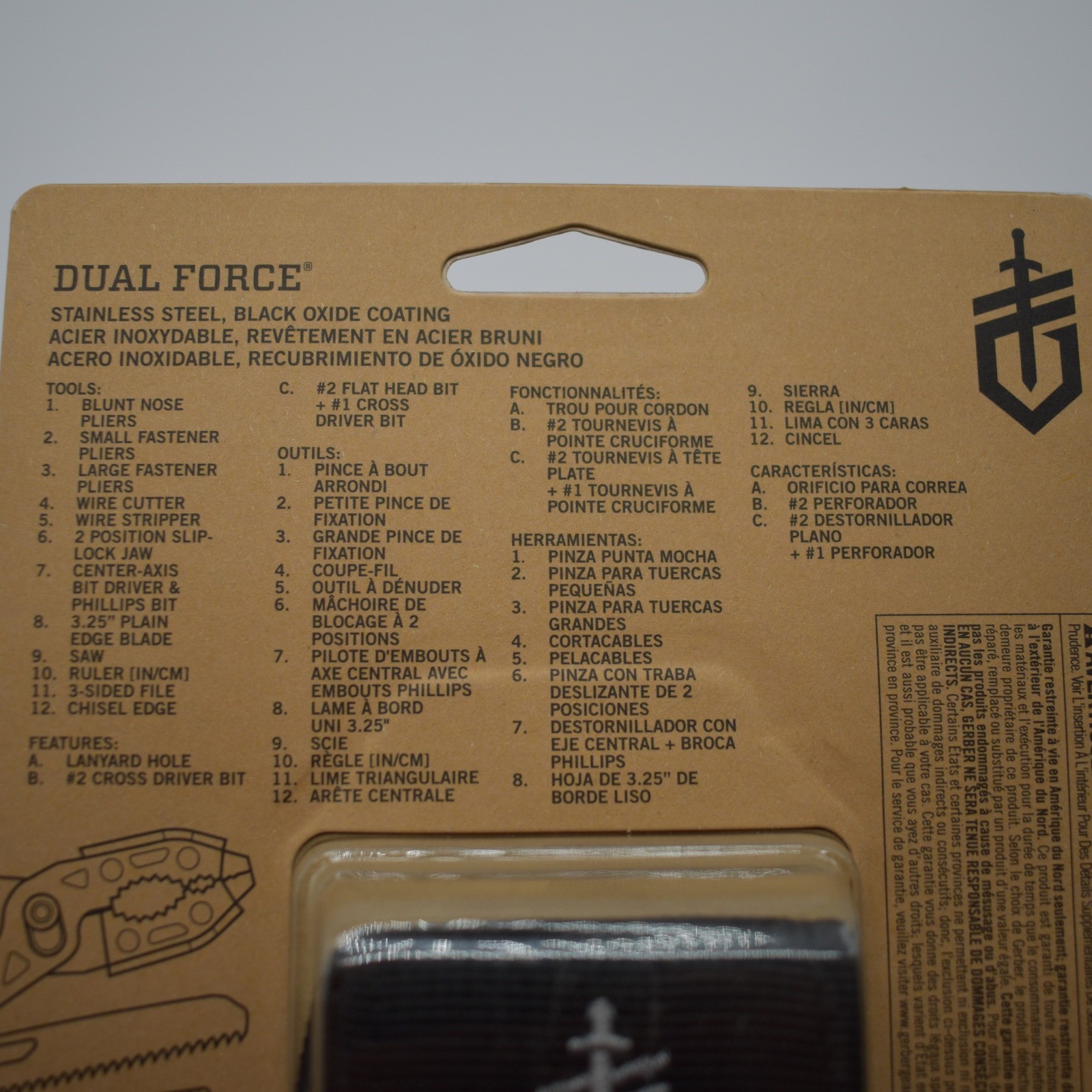 Gerber Dual-Force 12-in-1 Multi-Tool Pliers Knife with Sheath Black EDC 8970223A
