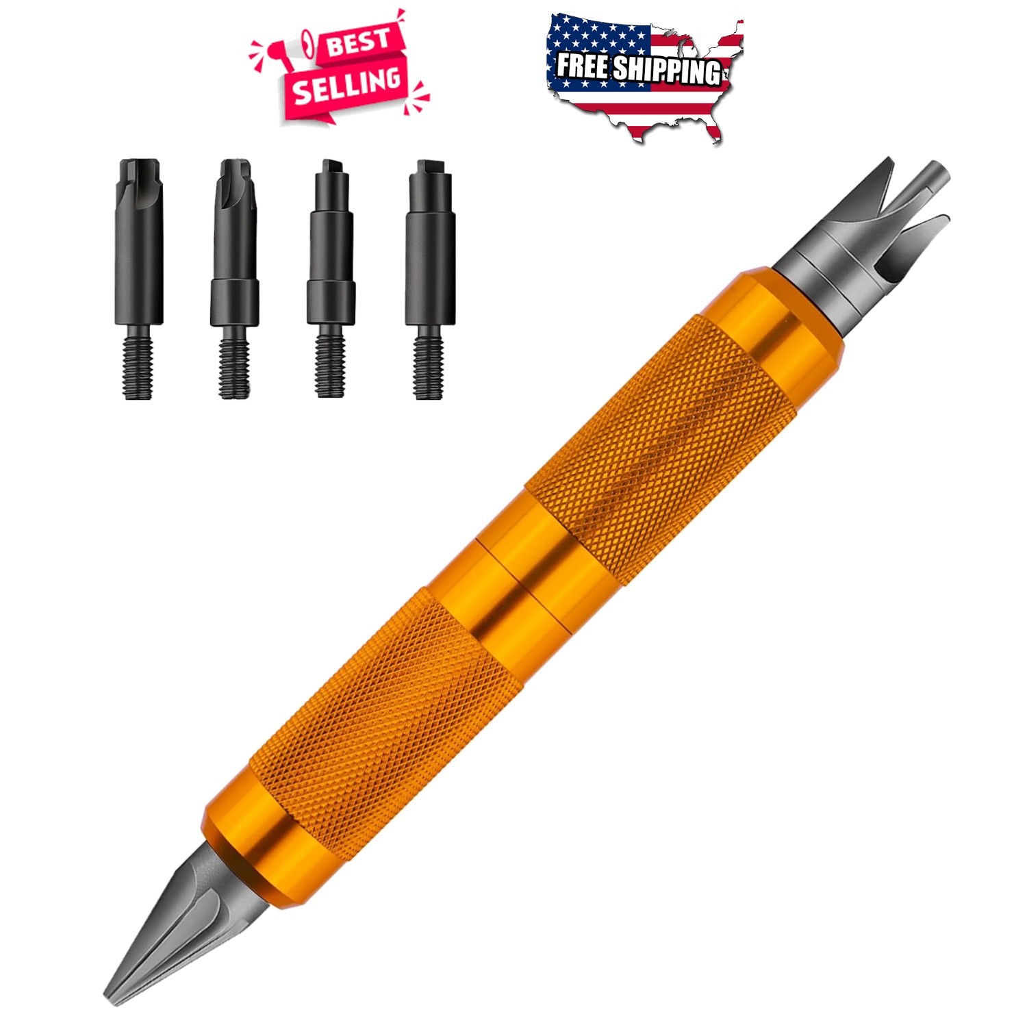 Reloading Case Prep Multi-Tool .17-.45 Cal Brass Deburring Reamer Chamfer Orange