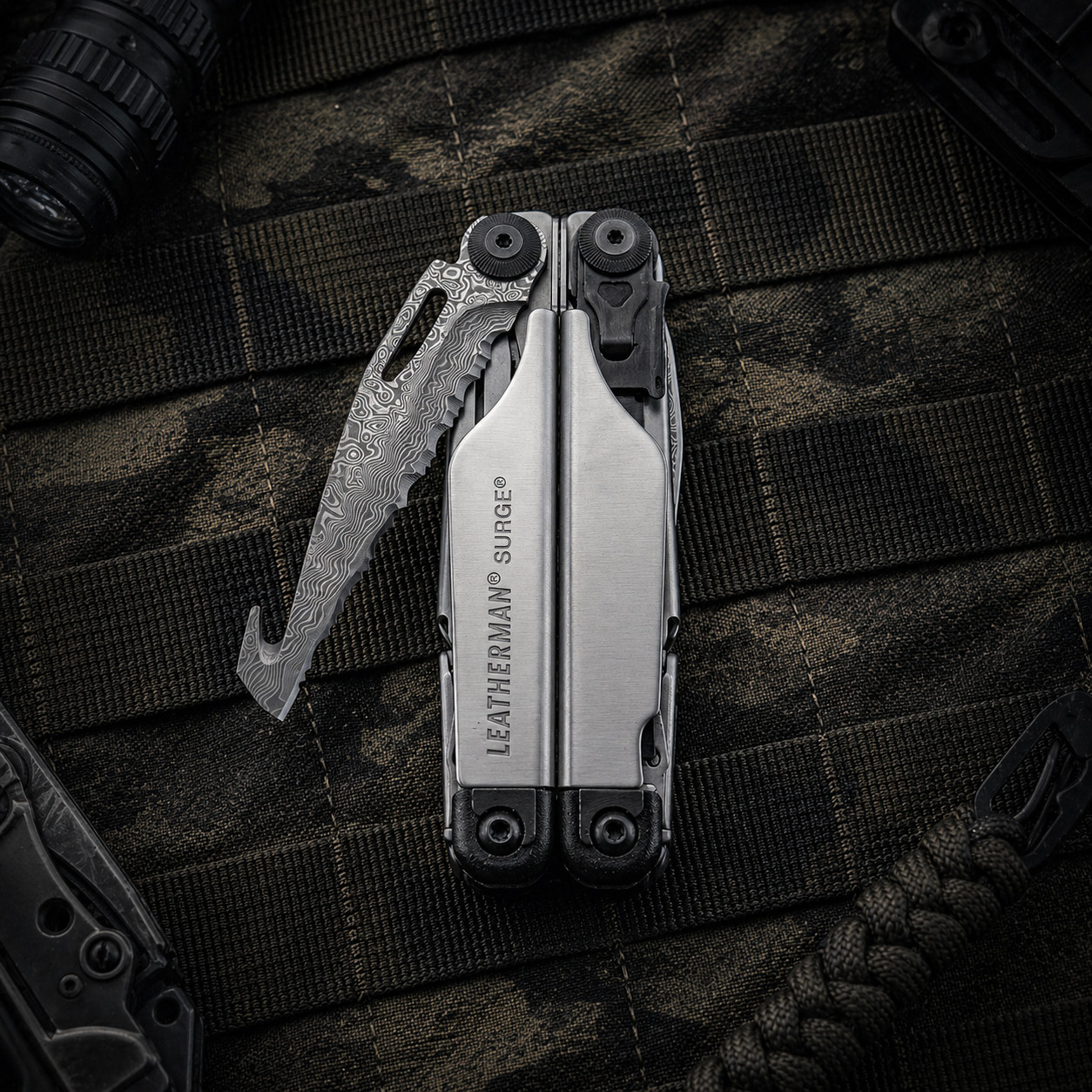 Custom VG10 Damascus (Serrated)Blade for LEATHERMAN SURGE – CNC, 60HRC