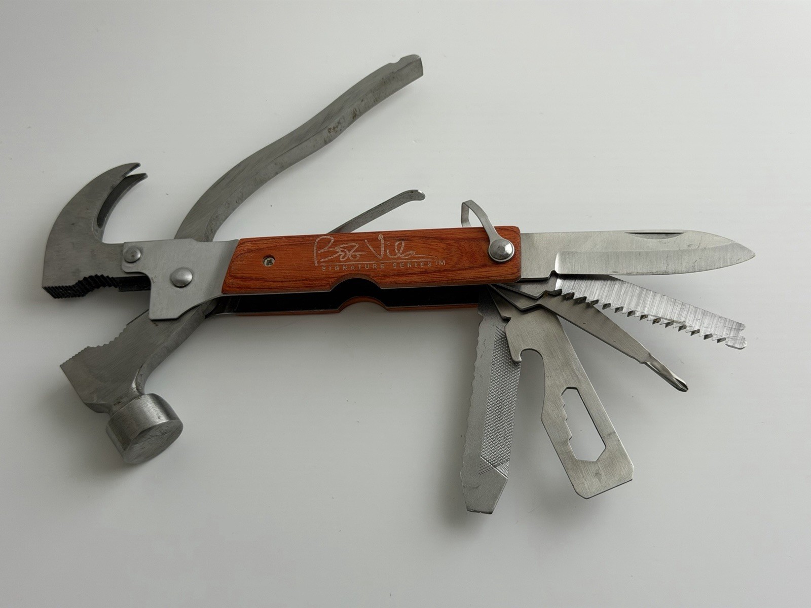 Bob Vila Signature Series Hammer Multitool Pliers Saw Knife Pocket Tool Wood
