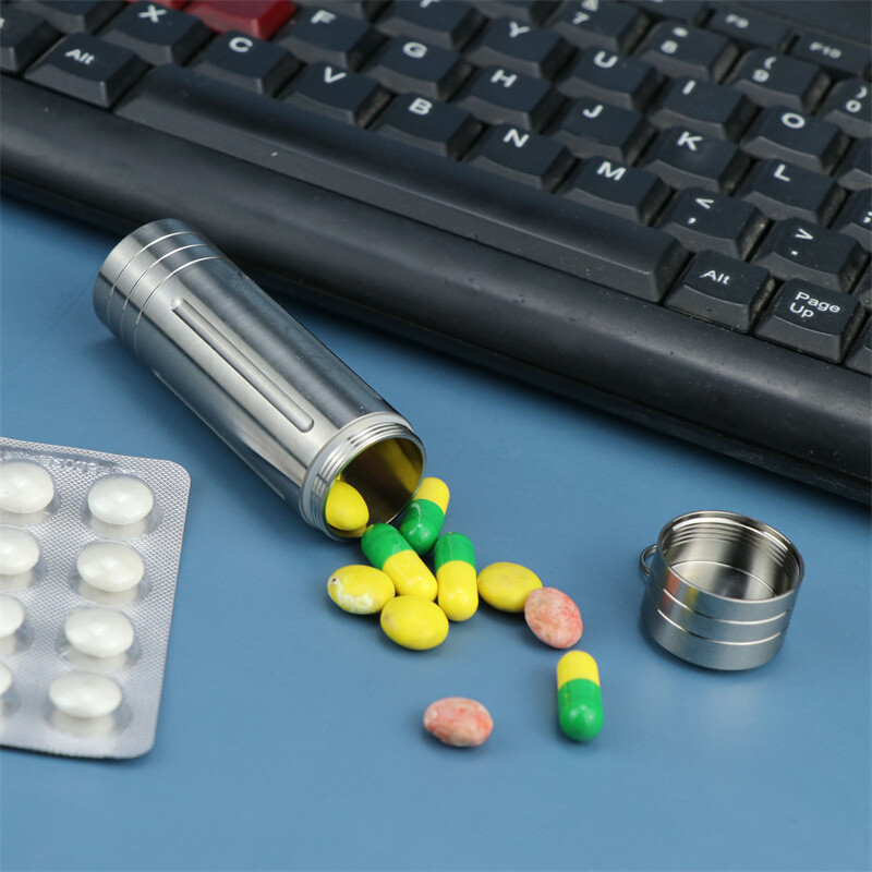 Titanium Alloy Waterproof Case EDC Portable Pill Medicine Capsule Storage Tools