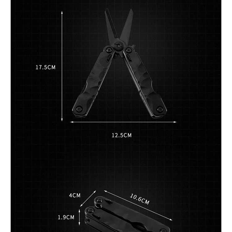 Herramienta de supervivencia para acampar al aire libre 10 en 1 (negro)