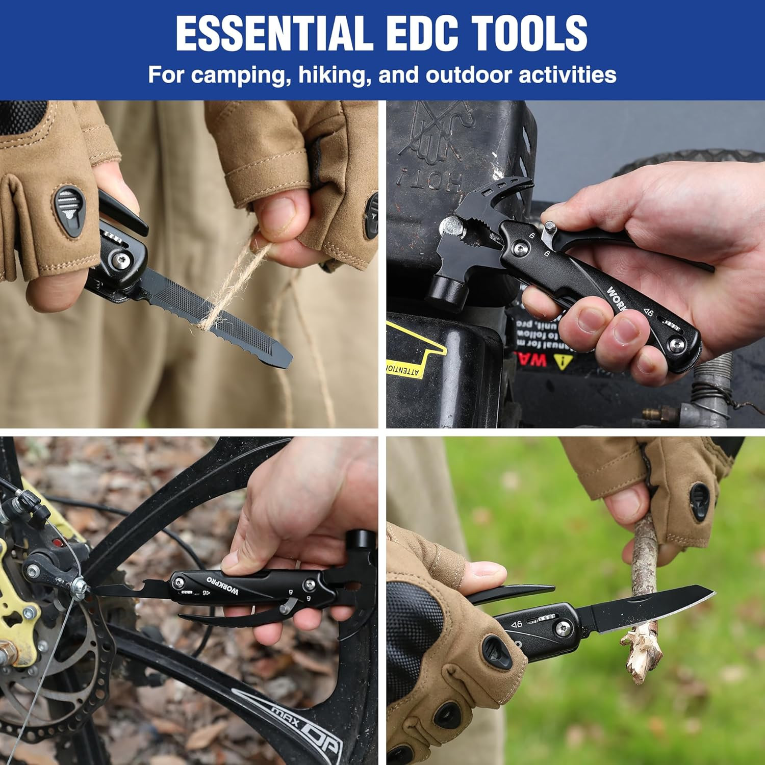 Multitool-12 in 1 Camping Tools with Mini Hammer-Edc Gear Multi Tools Hammer wit
