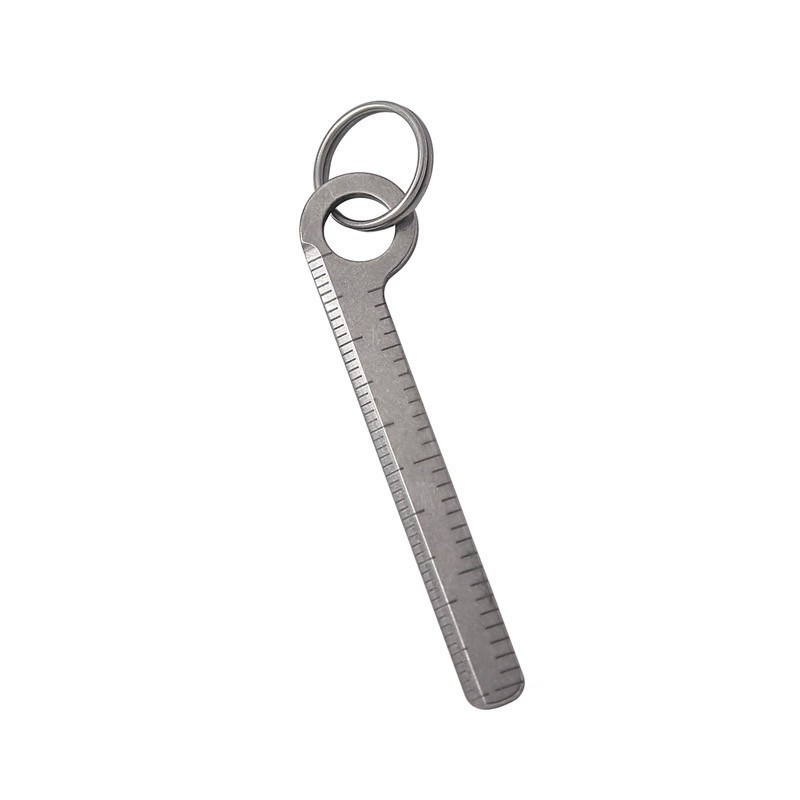 Mini EDC Portable TC4 Titanium Micro Ruler Key Chain Pendant w/ Key Ring M-03R