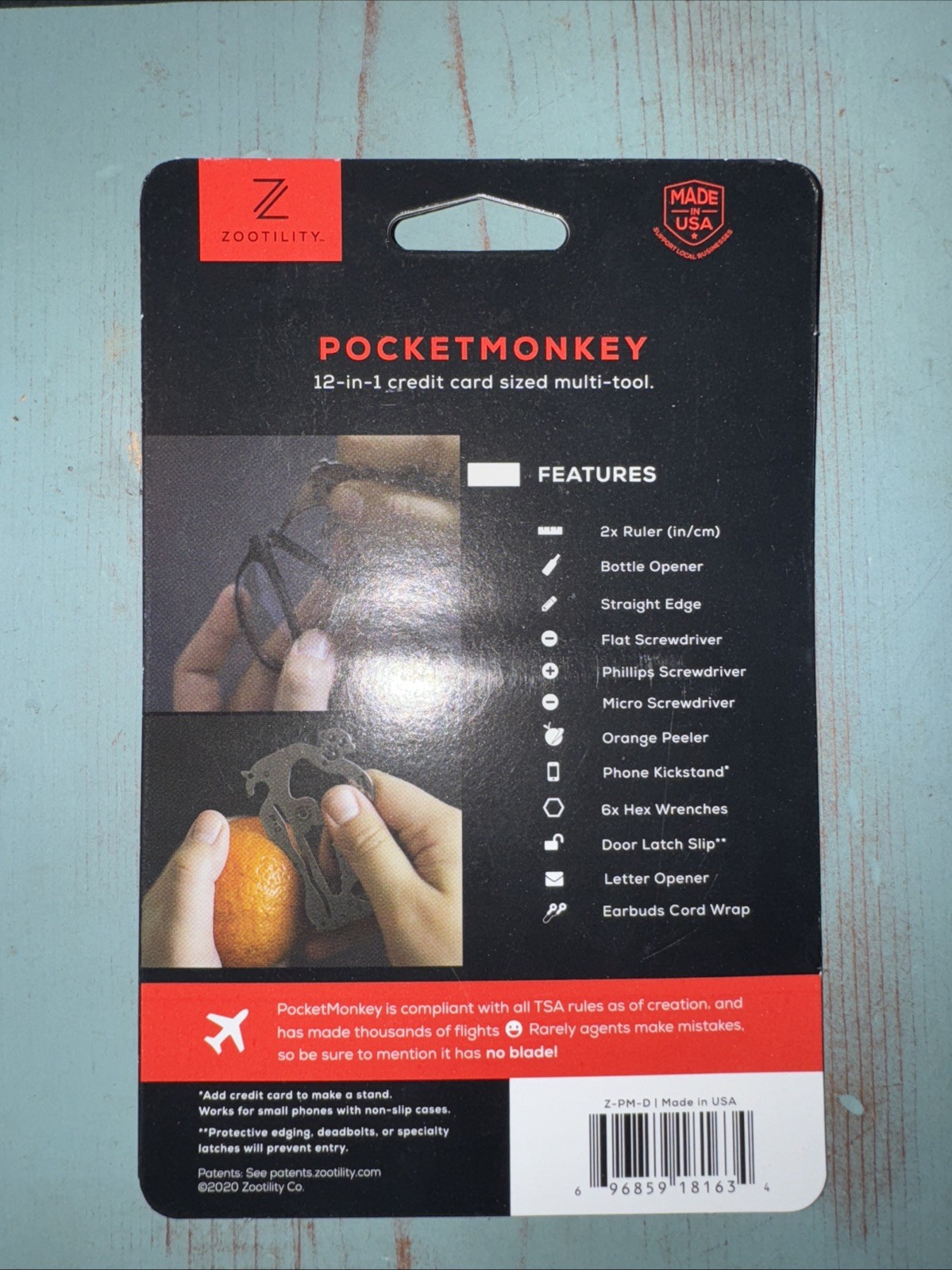 BRAND NEW – Zootility PocketMonkey Multitool – Wallet-Sized, TSA Compliant
