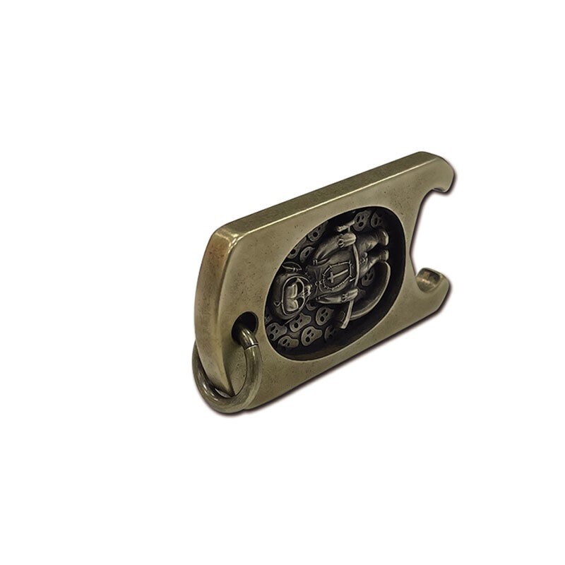 Retro Brass Skull Personality Penant Card Keychain Fashion Necklace Opener EDC