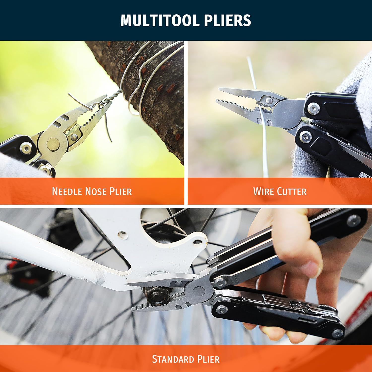16-In-1 Multitool Pliers, Portable Camping Multi Tool with Safety Lock, Outdoor