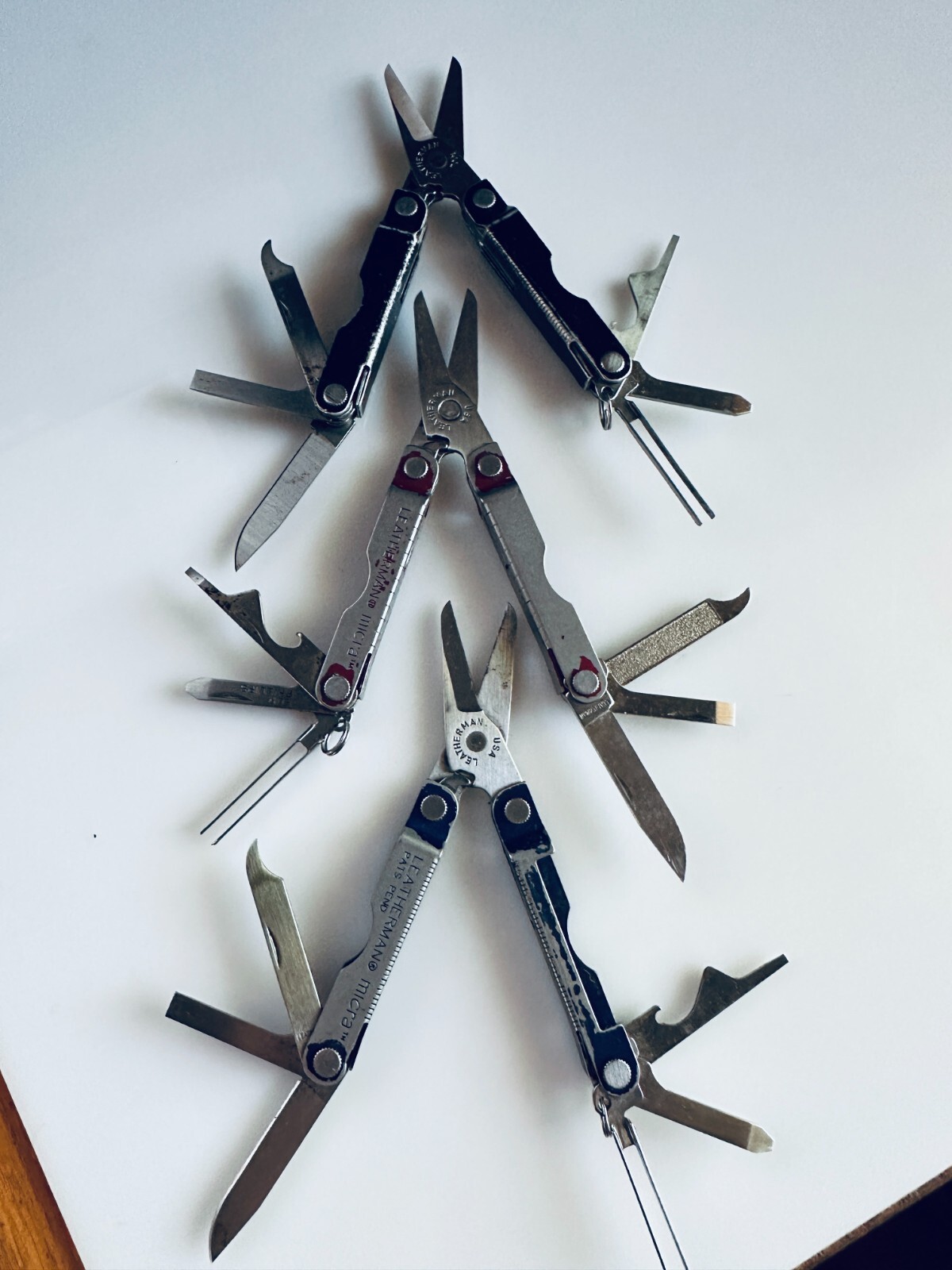 3 Vintage Leatherman Micra Red Blue Black Multi Tool Knife
