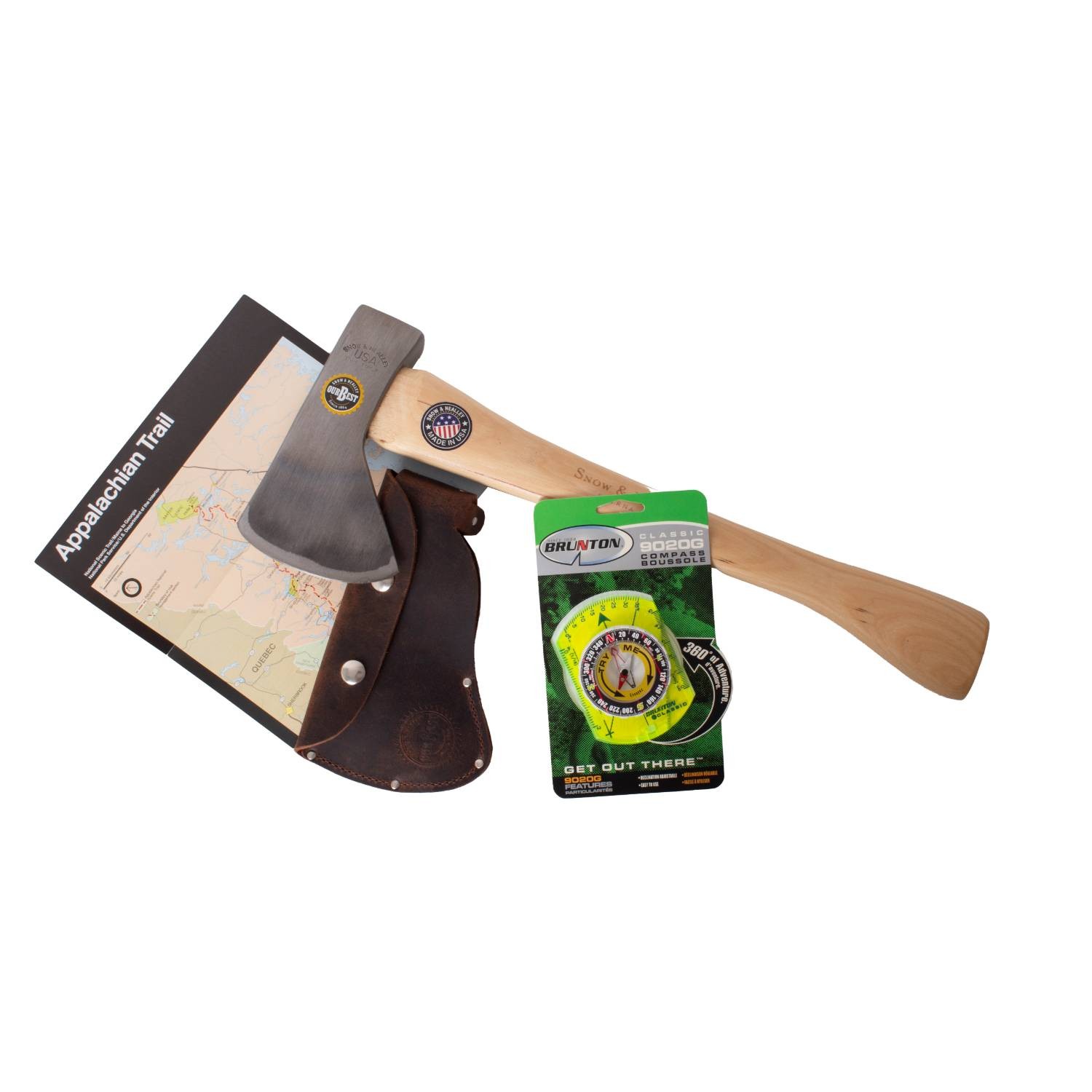 Snow & Nealley Camper Penobscot Bay Axe Boxed Gift Set, Sheath, Compass, and Map