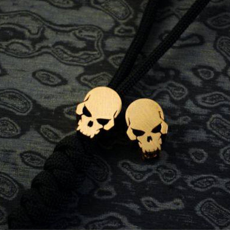 Gold Skull Knife Lanyard Bead Metal EDC Zipper Pull Pendant Charm