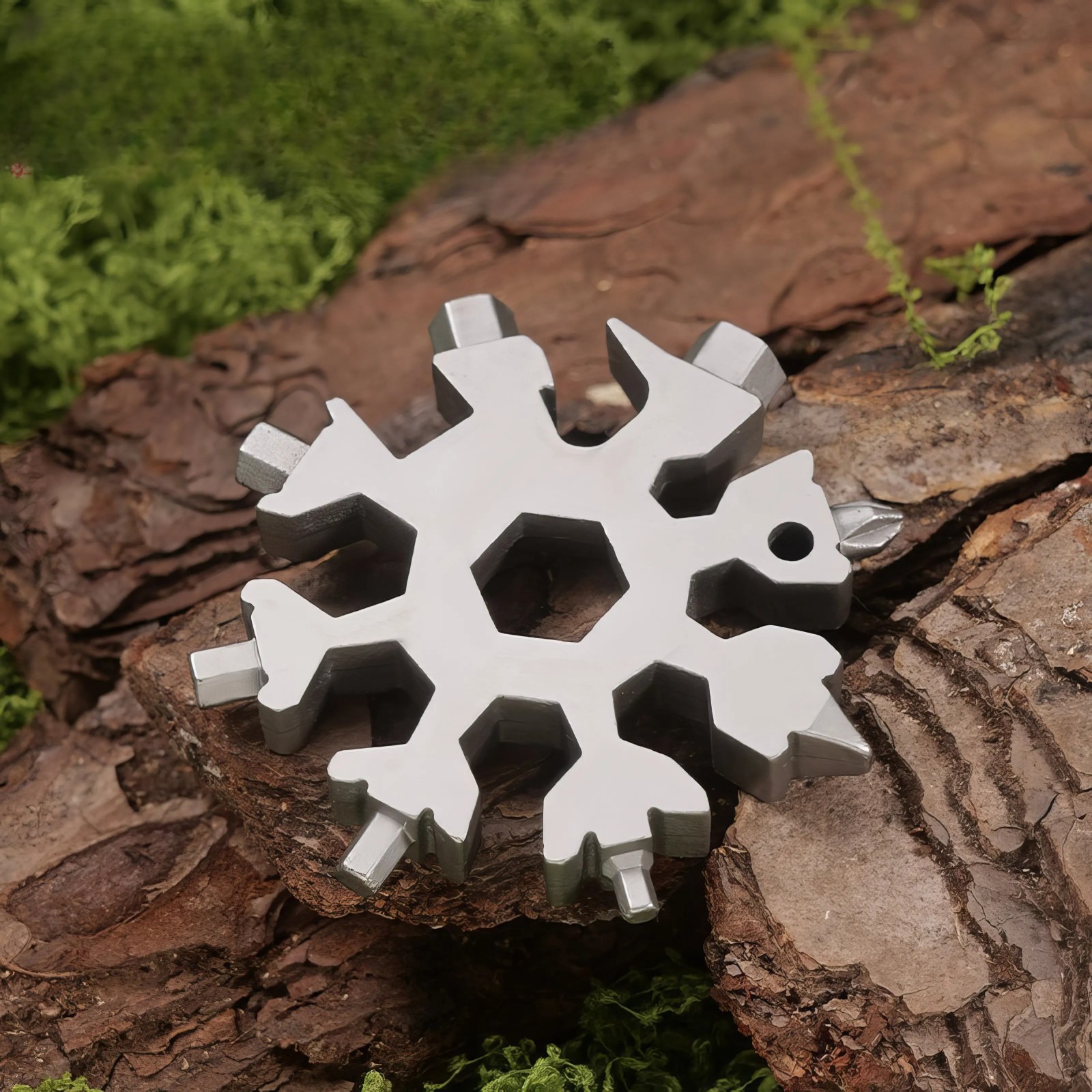 Multi Tool Snowflake Stainless Steel Wrench Bottle Opener Keychain Camping Gear