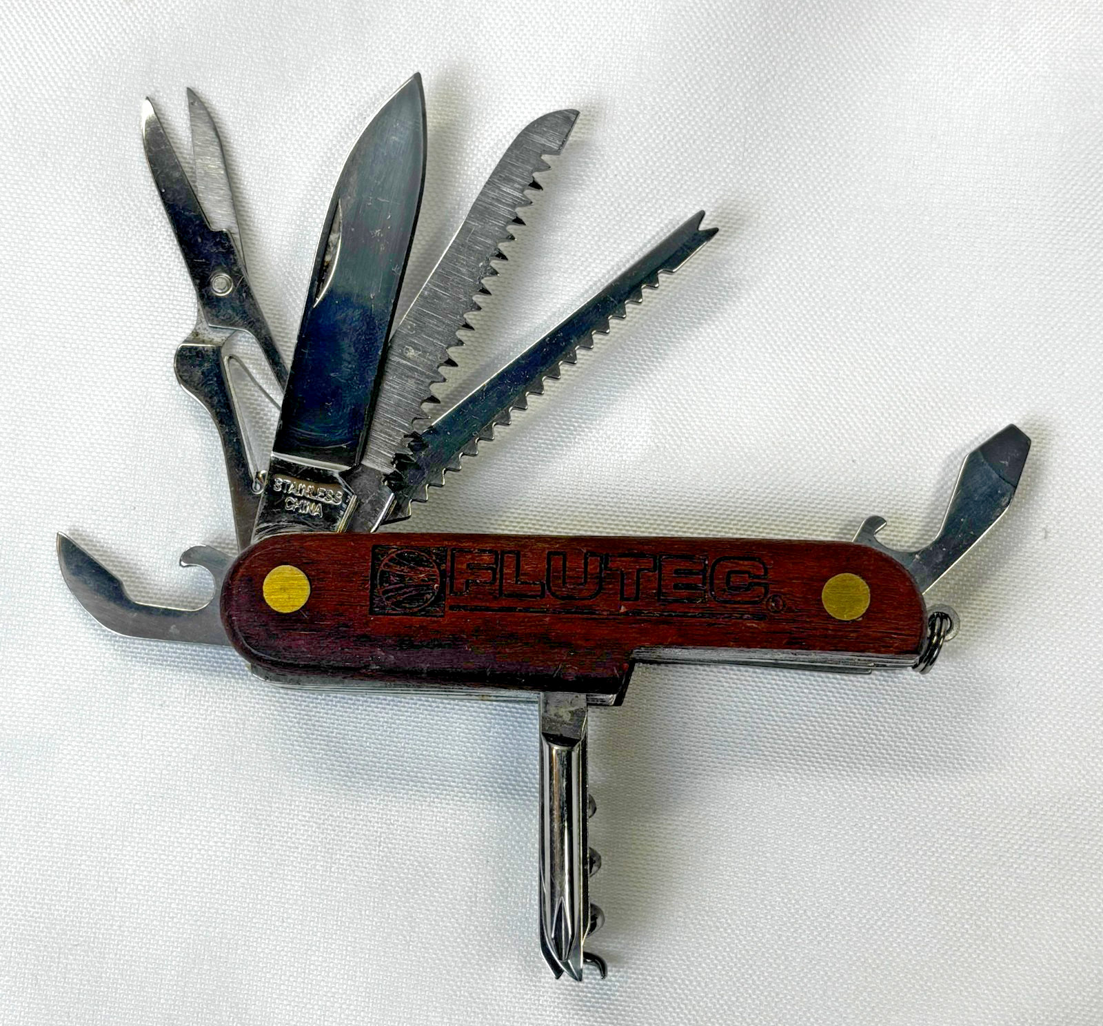 Flutec Wood Swiss Army Knife 3.5 inch 11 Tool