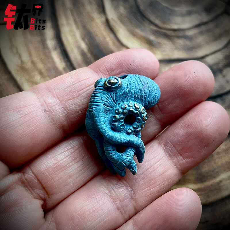 New Pure Brass Octopus Beads Pendant Paracord Decorations Edc Multif Tools