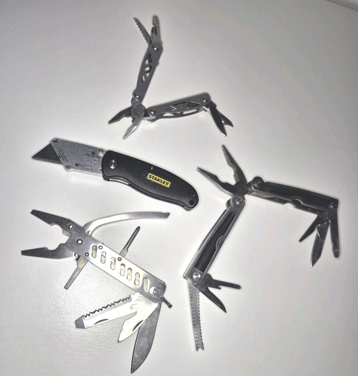 Tool Kit: Stanley FatMax Folding Knife + 3x Multitool (Pliers, Saws, EDC)
